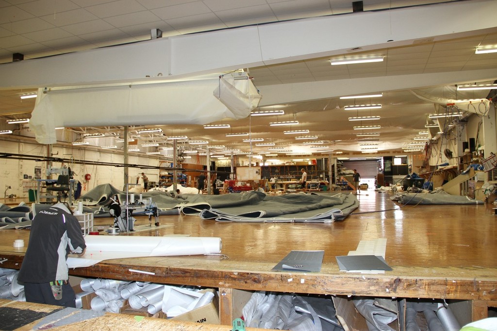 Looking the full width of the 60 metres long loft - with a floor area of 2800sq metres and is divided into four work areas. North Sails © Richard Gladwell www.photosport.co.nz